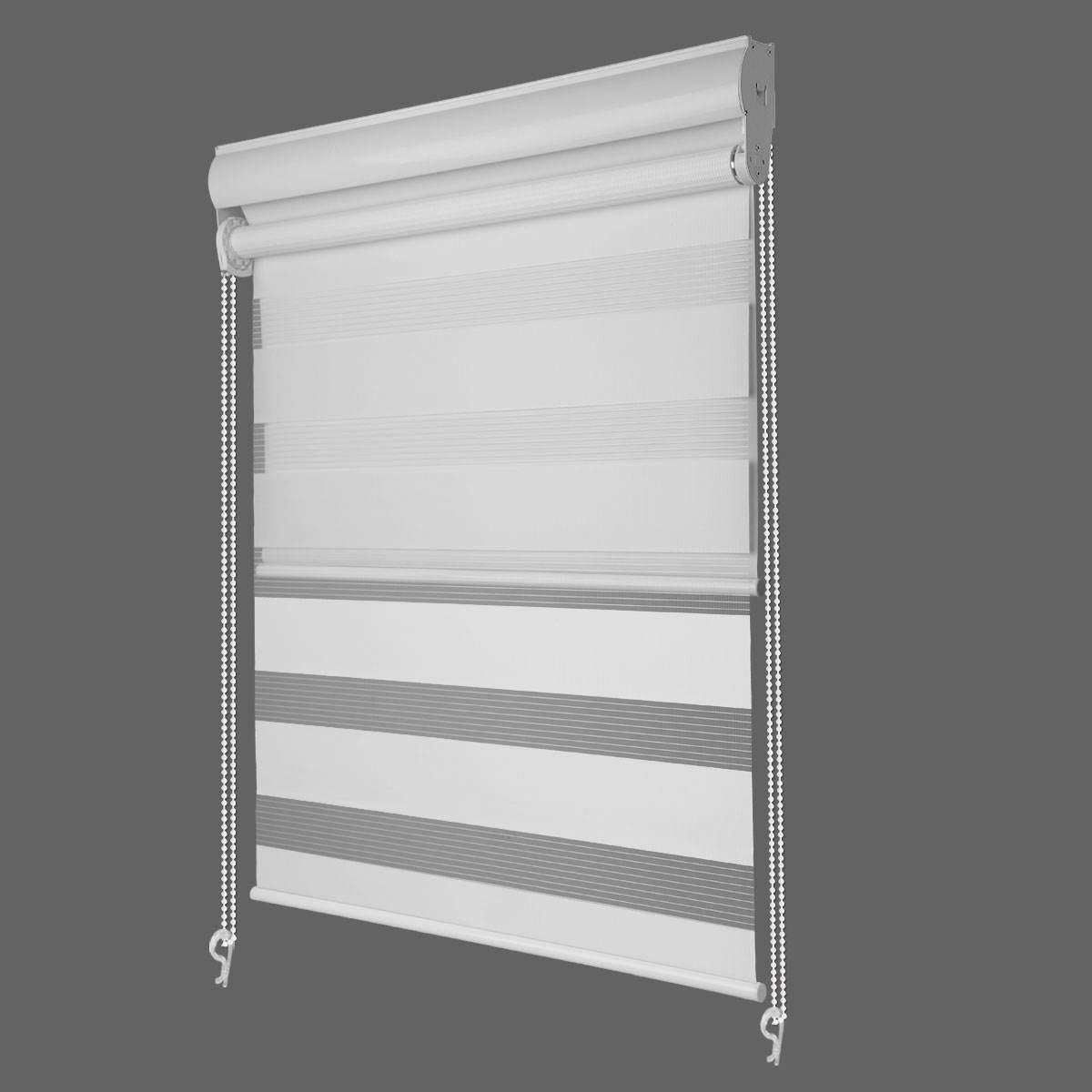 2025 Best Selling Classic Design Built-in Double Function Plain Polyester+White Coated Roller Blinds Blackout Day Night Shutters