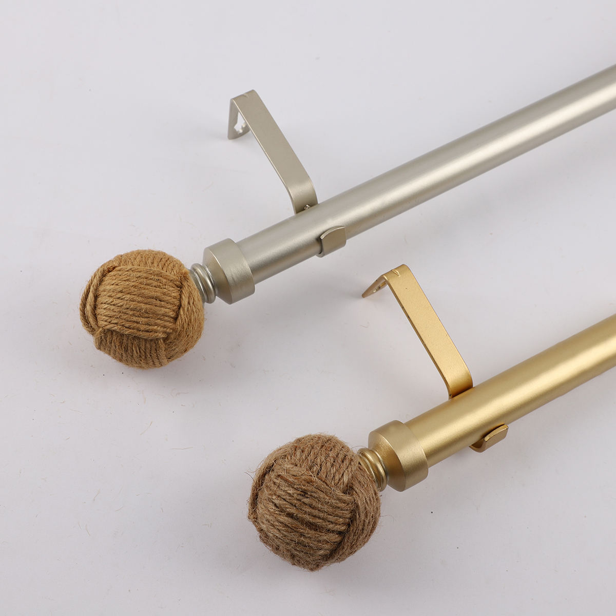 New Design Straw Round Head Curtain Rod Metal and Accessories Eco-friendly Modern Curtain Rods Pole Sets