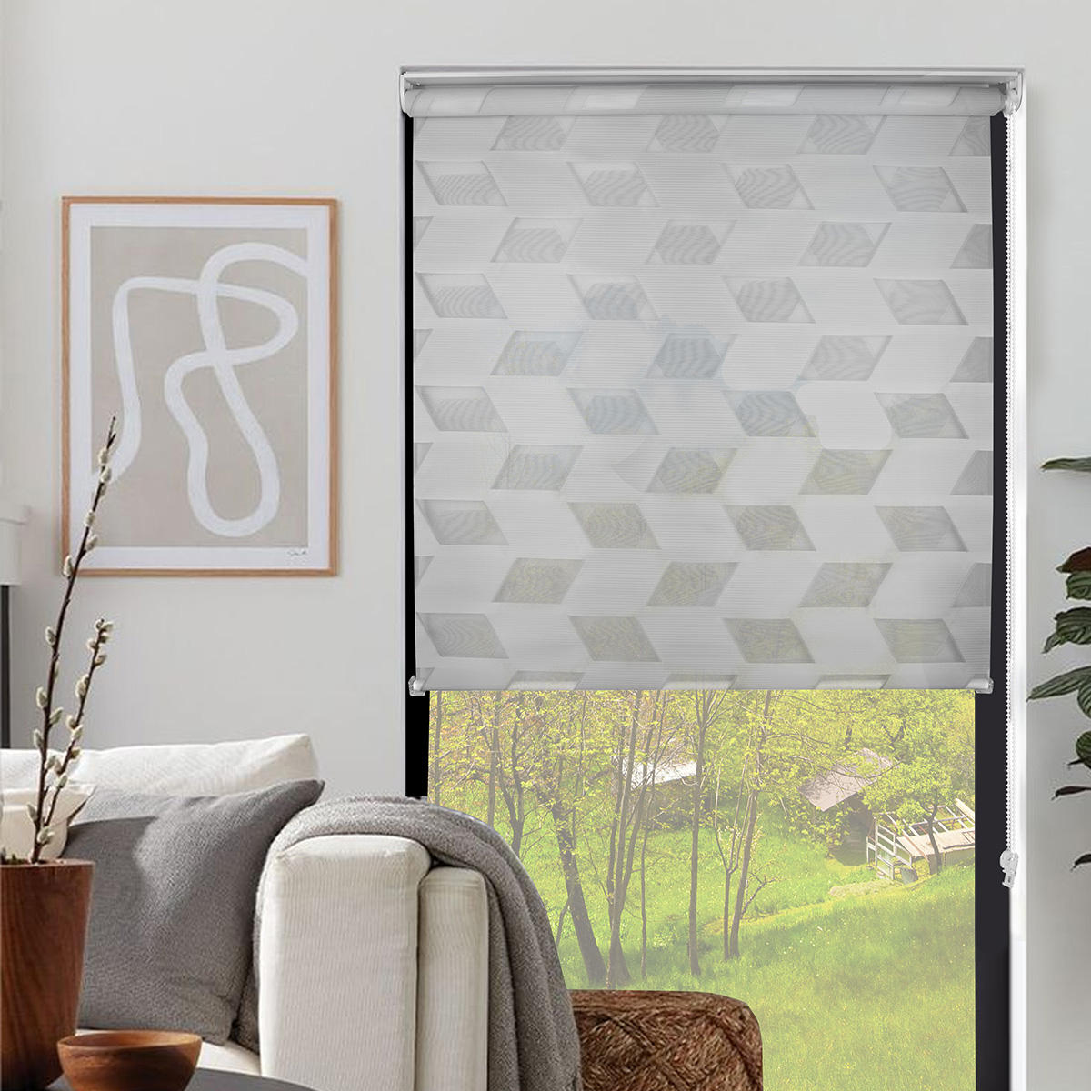 Customized Modern Electric Built-In Window Shading Zebra Pattern Roller Blinds Classic Design Indoors Free Sample