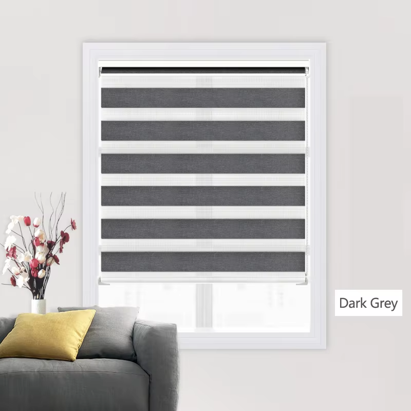 Custom Printed Zebra Roller Blinds Easy Built-In Installation Day and Night Shutter for French Windows for Bedroom