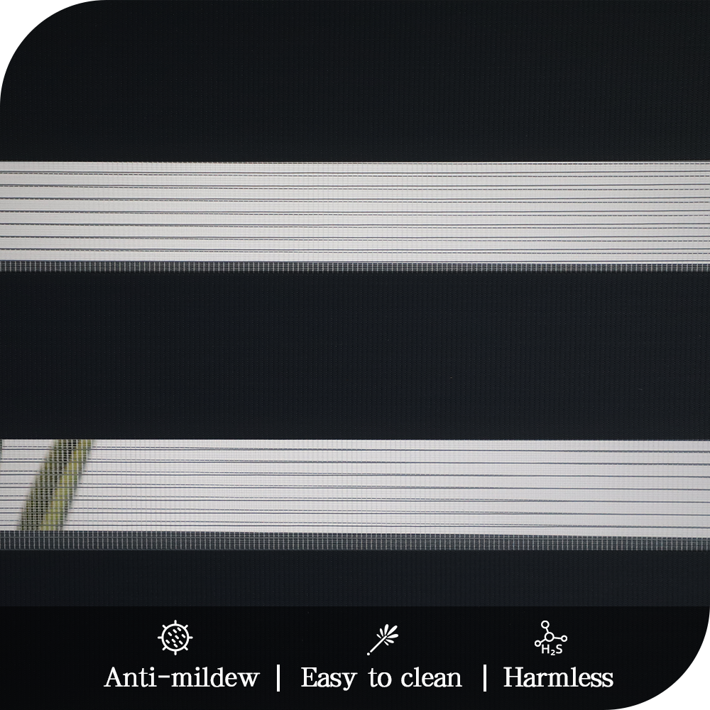 Double-Layer Smart Zebra Shades Day and Night Window Blinds with Manual or Electric Motor Blackout Polyester Roller Blinds