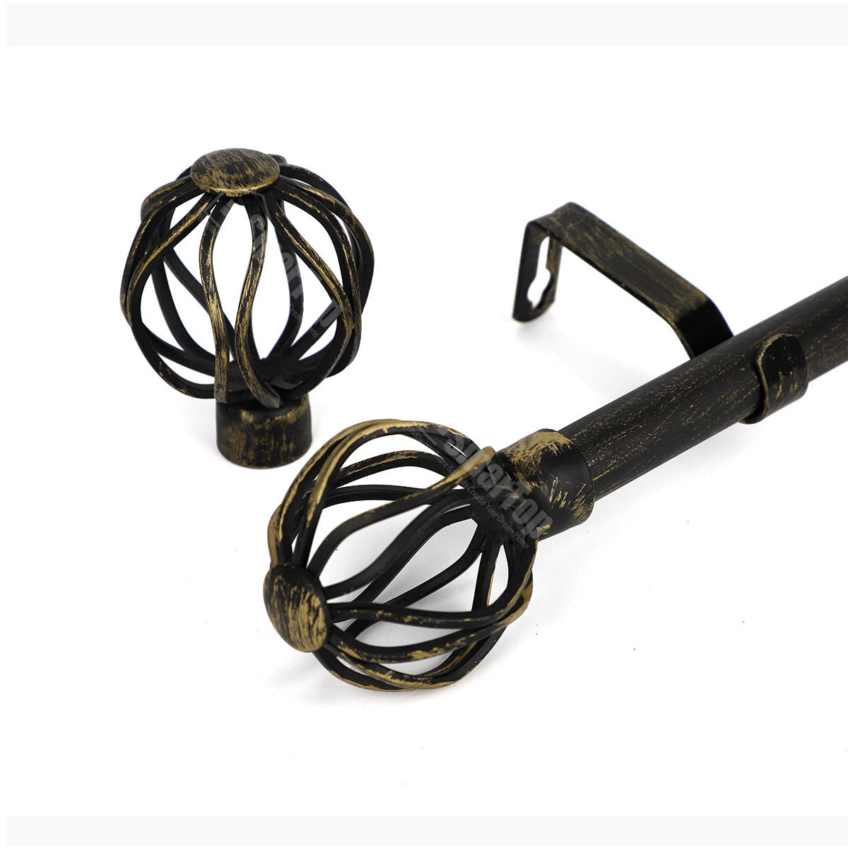 High Quality Living Patio Iron Curtain Rod Finials Hollow Geometry Metal Decorative Pole Traditional Factory Direct Accessories