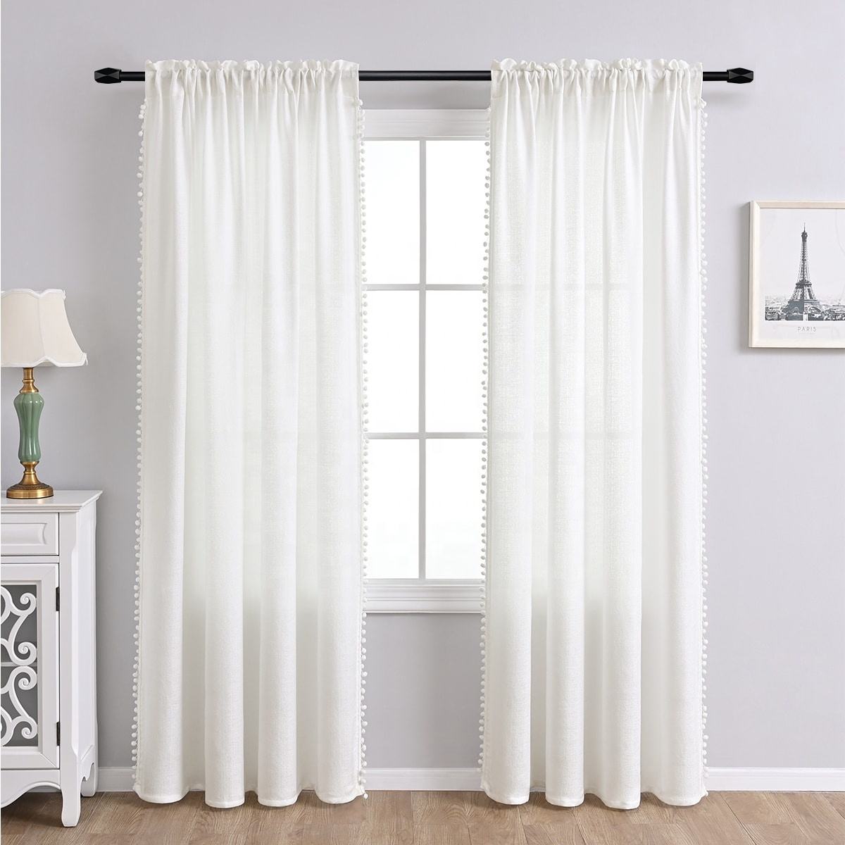 Best Selling Modern Design Carved Silver Painting Drapery Rod Set Customized Curtain Pole Made of Durable Metal Factory Direct