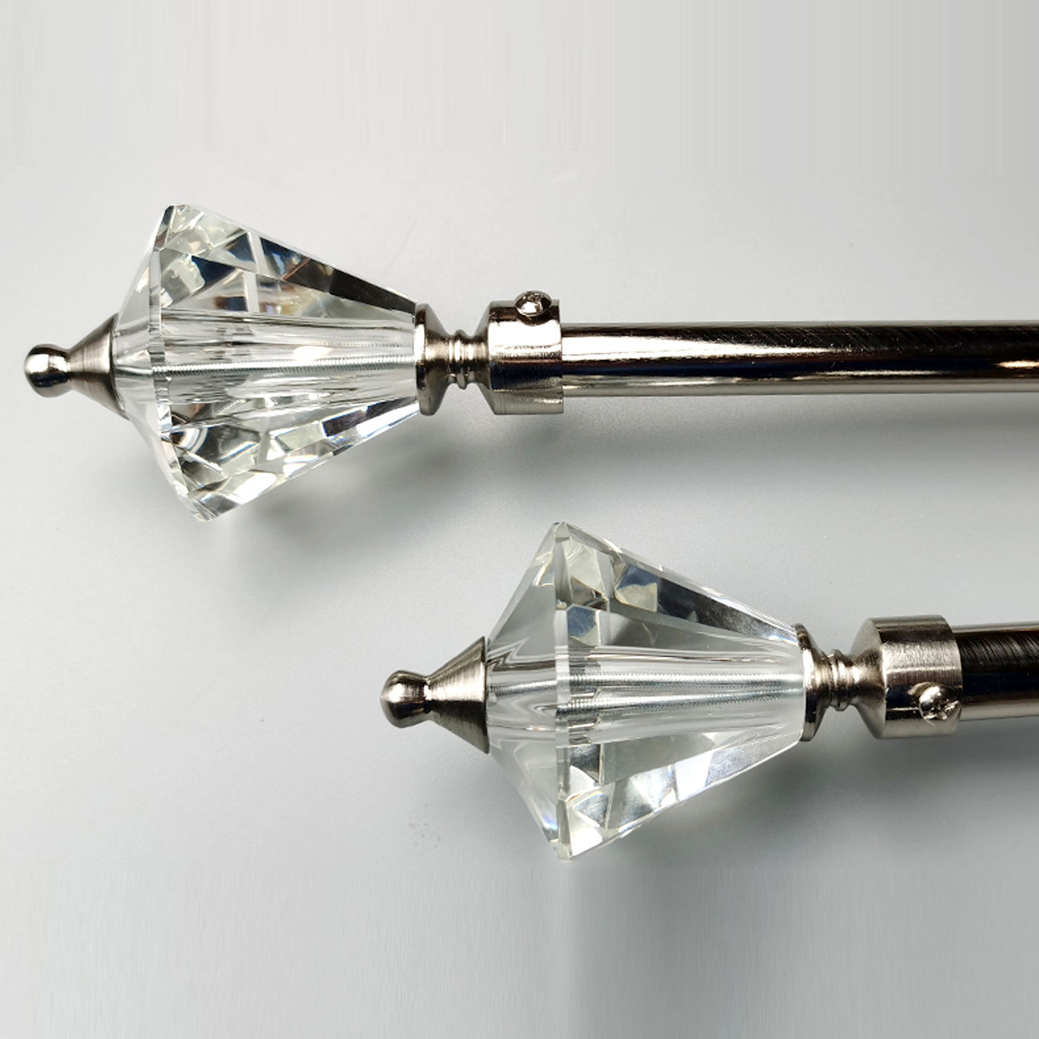 Wholesale Luxury Factory Curtain Rods and Rails Accessories Adjustable Crystal Head End Tringle Double Curtain Rod Sets