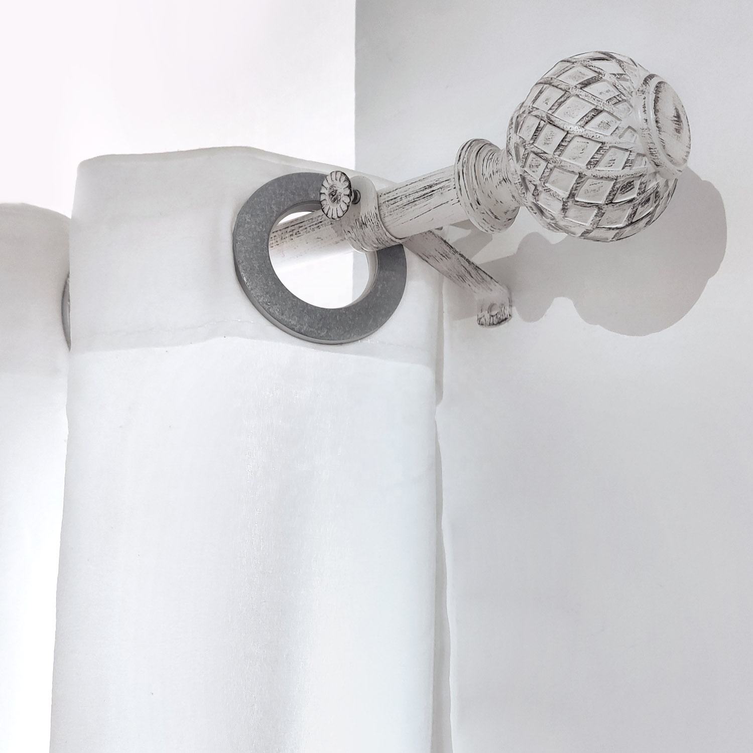 Customized Extendable White & Black Resin Curtain Rod Set Modern Globe Curved Design with Accessories for Home Window Decor