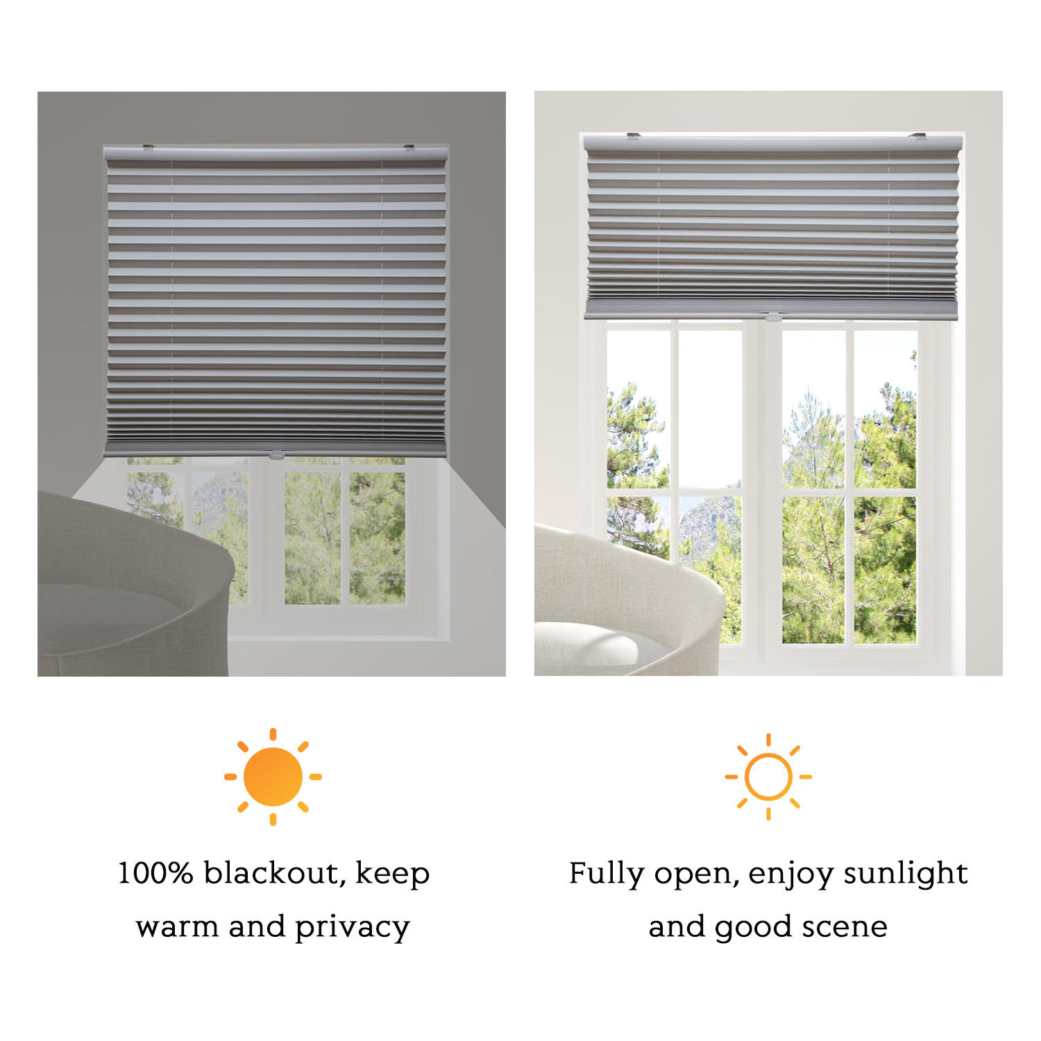 Wholesale Modern Safe Cordless Roller Pleated Blinds with Anti UV & Eco-Friendly Features for Skylight Horizontal Blackout