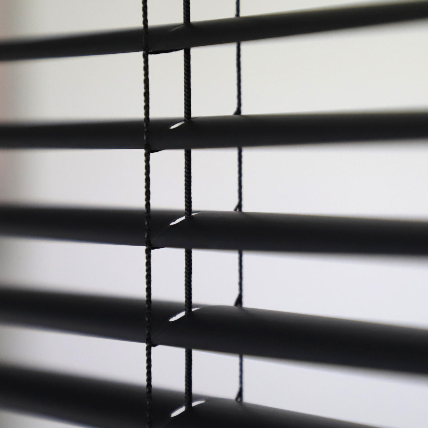 Factory Price Office Use PVC Venetian Blind Black Modern Design Rope Customized Logo High Quality for French Window