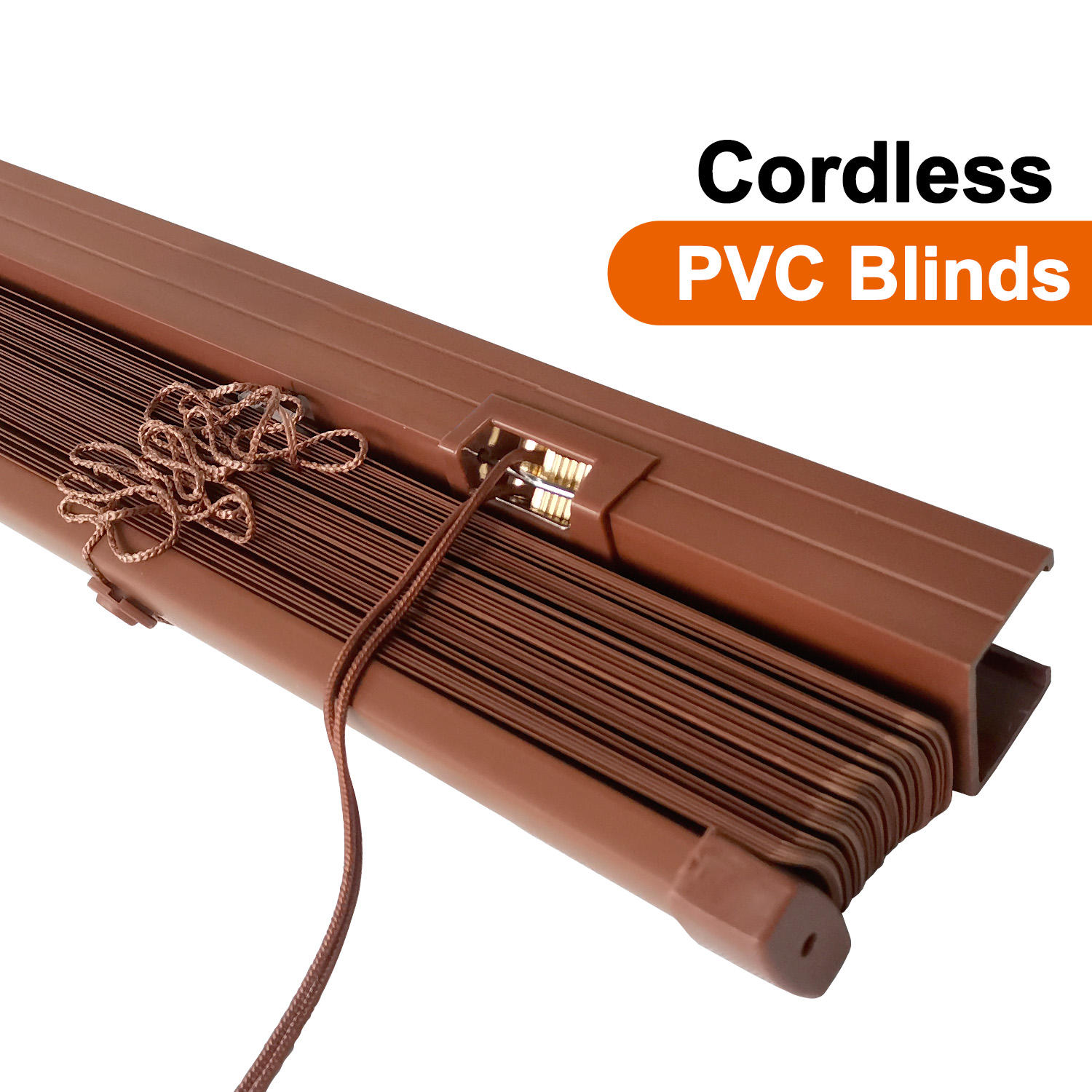 Factory Direct Sale 2 Inch Cordless Modern Design Faux Wood Venetian Blinds Built-in for Window Horizontal PVC Faux Wood Blinds