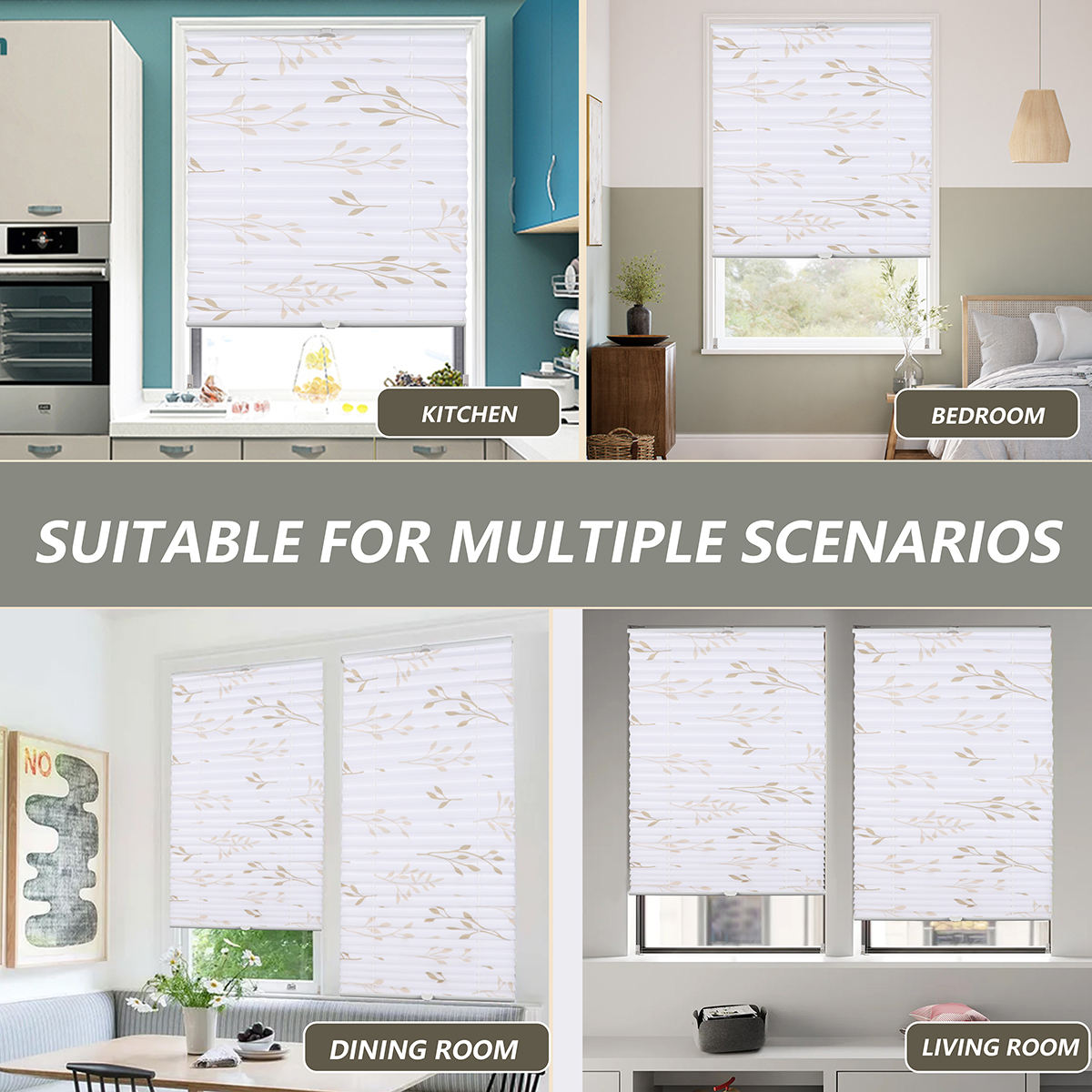 New Arrival Printing Cordless Blinds Windows Blinds Built-in Plain Pleated Blinds Eco-friendly Plissee Curtains for Living Room