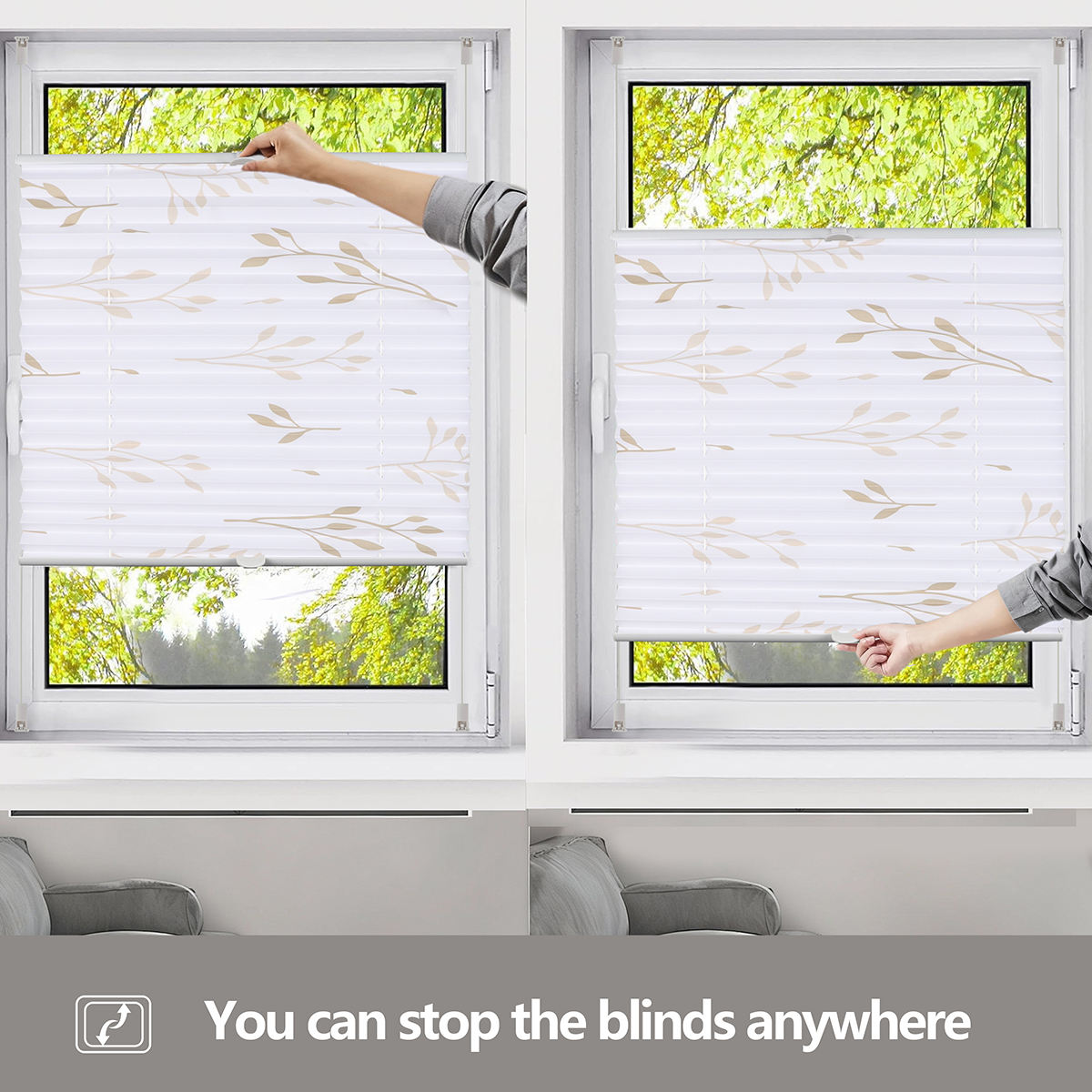 New Arrival Printing Cordless Blinds Windows Blinds Built-in Plain Pleated Blinds Eco-friendly Plissee Curtains for Living Room