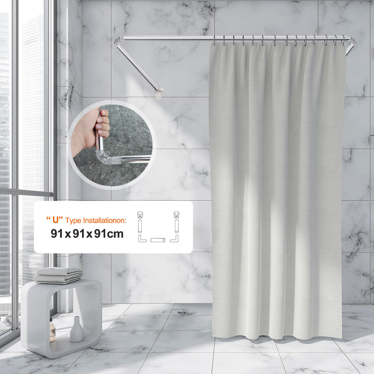 Shower Curtain Rod Factory Direct Sale Quality Stainless Steel Choice Metal OEM Customized Power Surface Packing West Pcs Eco