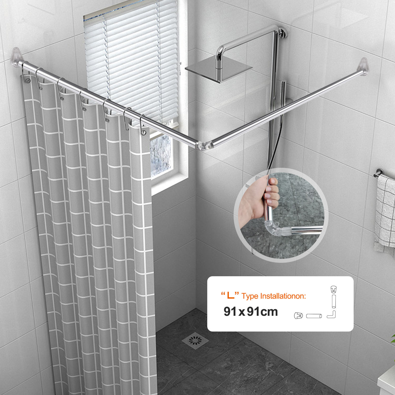 Shower Curtain Rod Factory Direct Sale Quality Stainless Steel Choice Metal OEM Customized Power Surface Packing West Pcs Eco