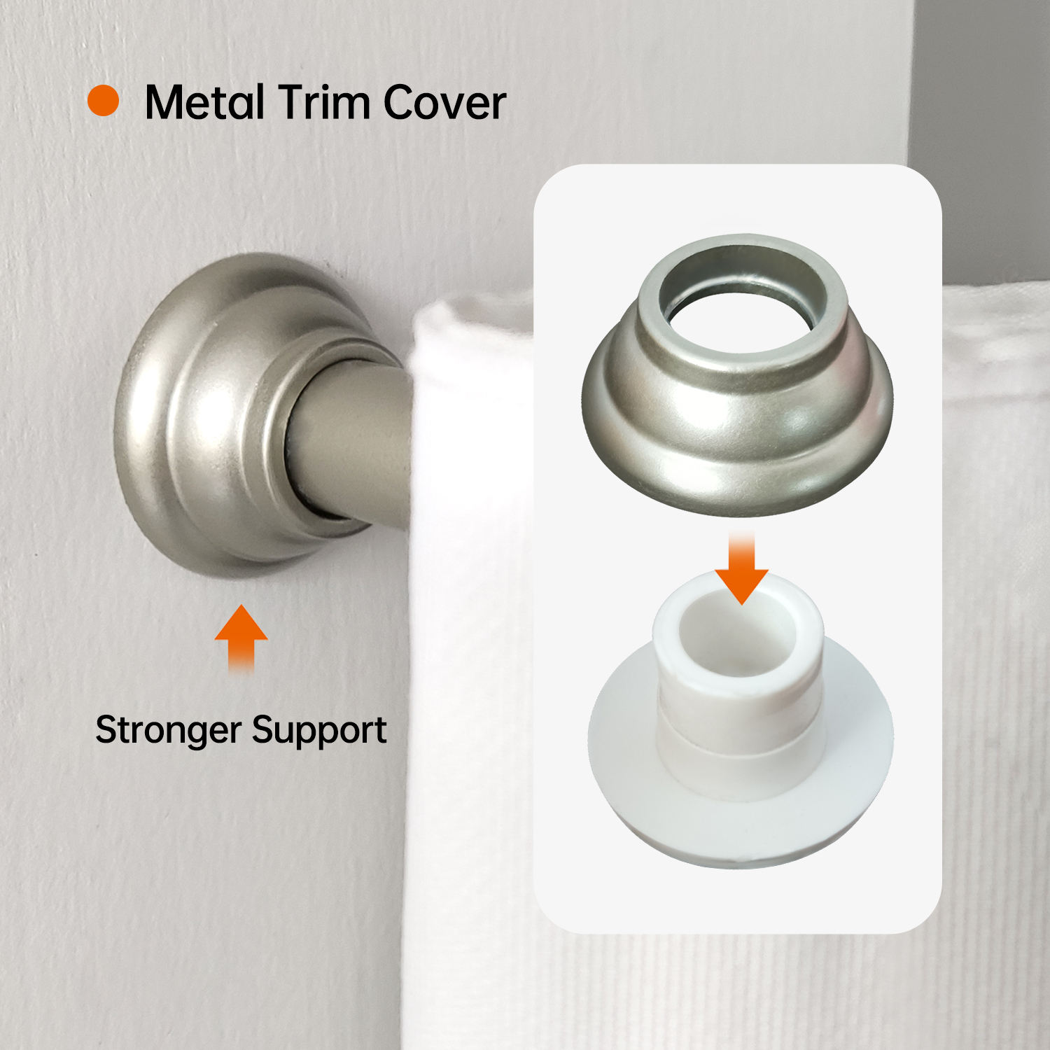 High Quality Extendable Shower Curtain Rod Metal Spring Tension Pole Shower Curtain Poles