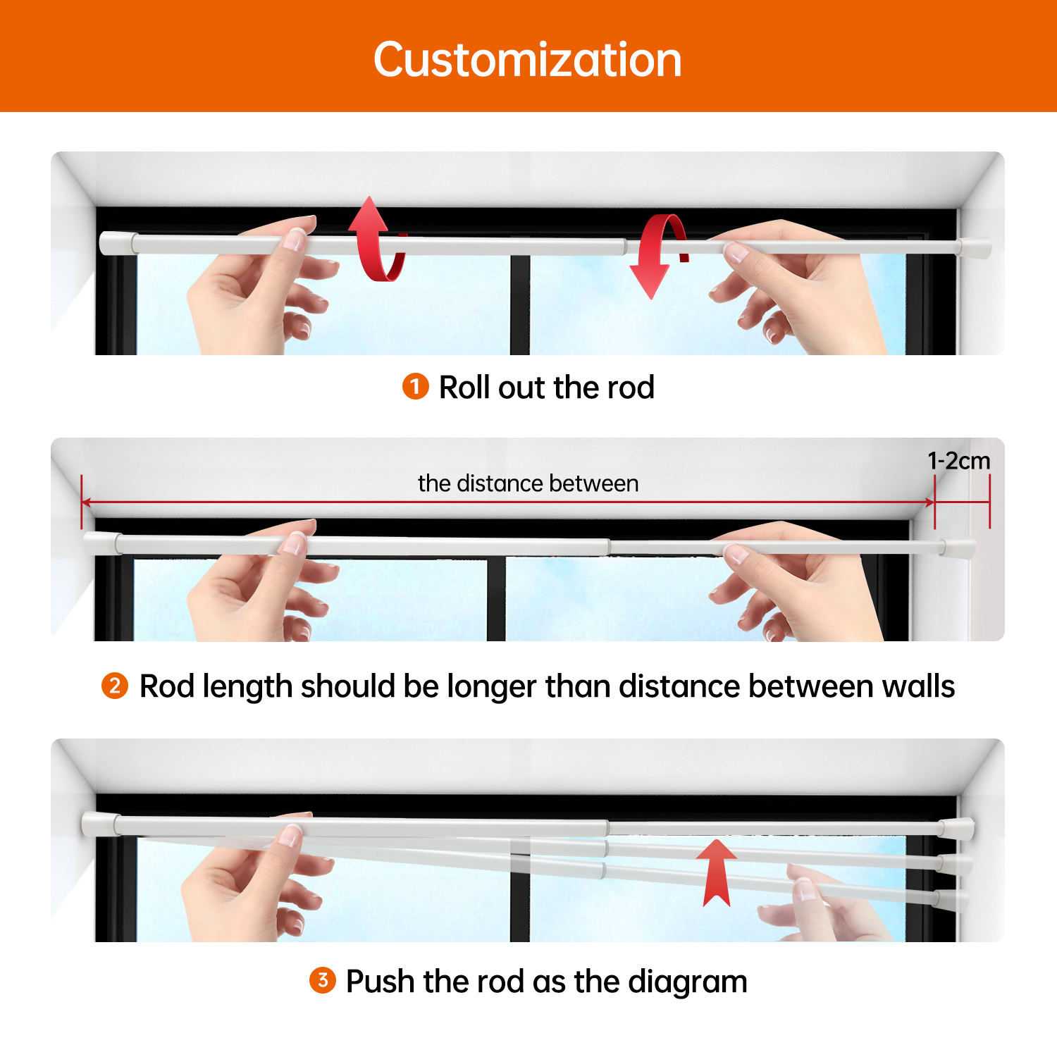 Adjustable Telescopic Tension Shower Curtain Rod Traditional Design Extendable Rustproof Iron Spring Bathroom Pole