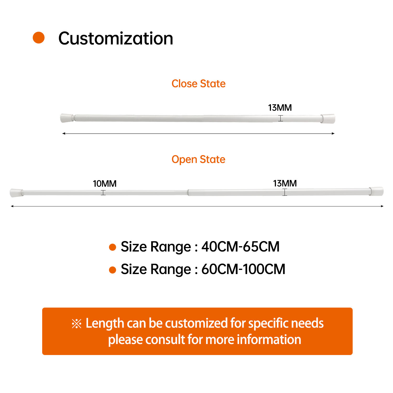 Adjustable Telescopic Tension Shower Curtain Rod Traditional Design Extendable Rustproof Iron Spring Bathroom Pole