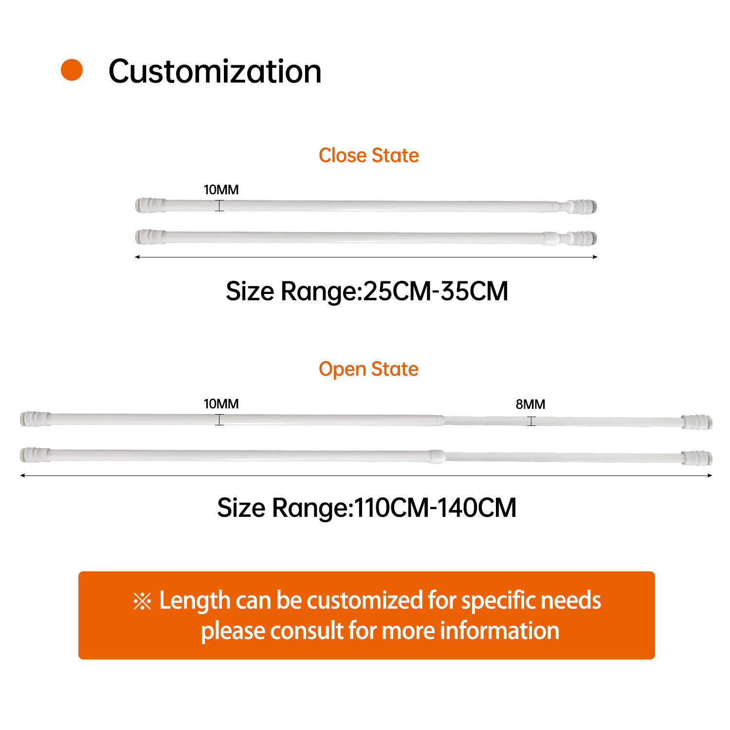 Wholesale Custom Factory Price Traditional Metal Curtain Hardware Tension Rod Extendable