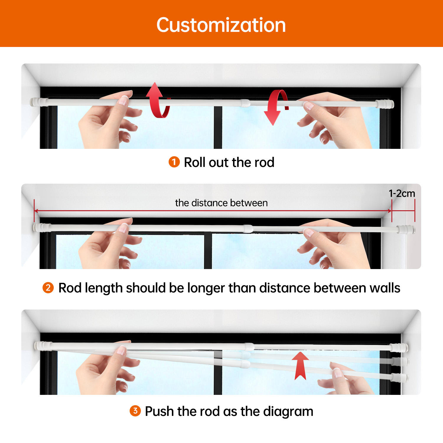 Wholesale Custom Factory Price Traditional Metal Curtain Hardware Tension Rod Extendable