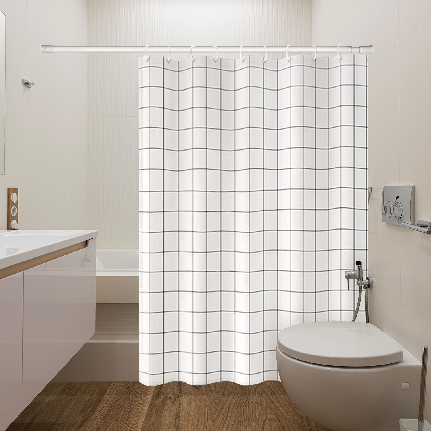 SMARTOP Factory Direct Supply Adjustable Bathroom Shower Curtain Pole Customizable Design Metal Aluminum Twist-lock Easily