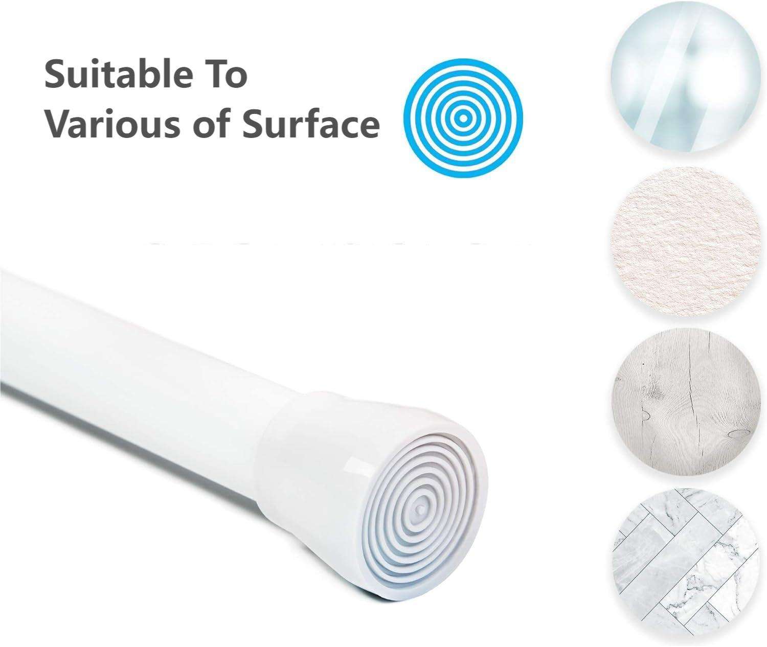 Easy-to-Use L-Shaped Spring Tension Shower Curtain Rod Metal No Screws Needed-Add Compare Share Larger Image