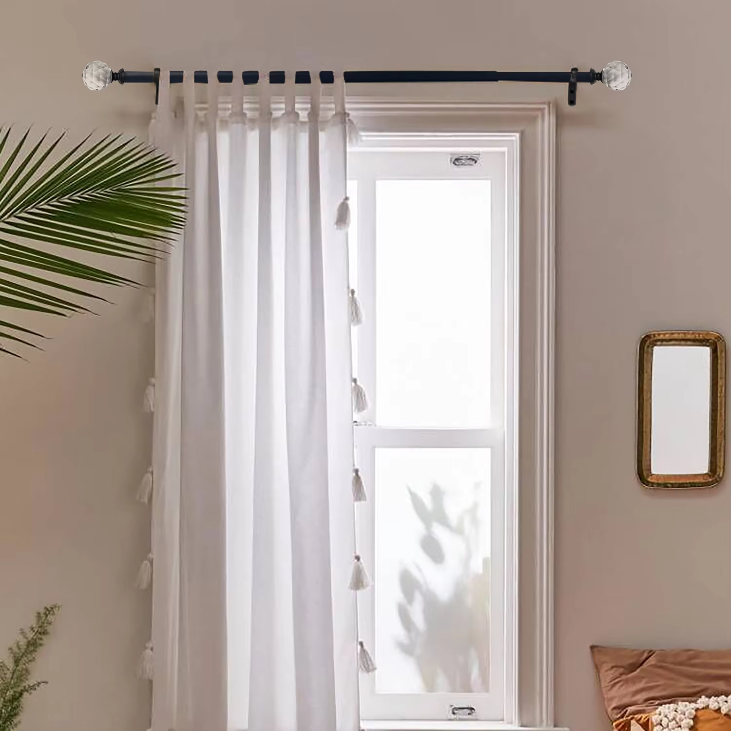 Modern Home Decor High Quality Crystal Curtain Rod Sets Metal Pole for Home Decor-Factory Wholesale