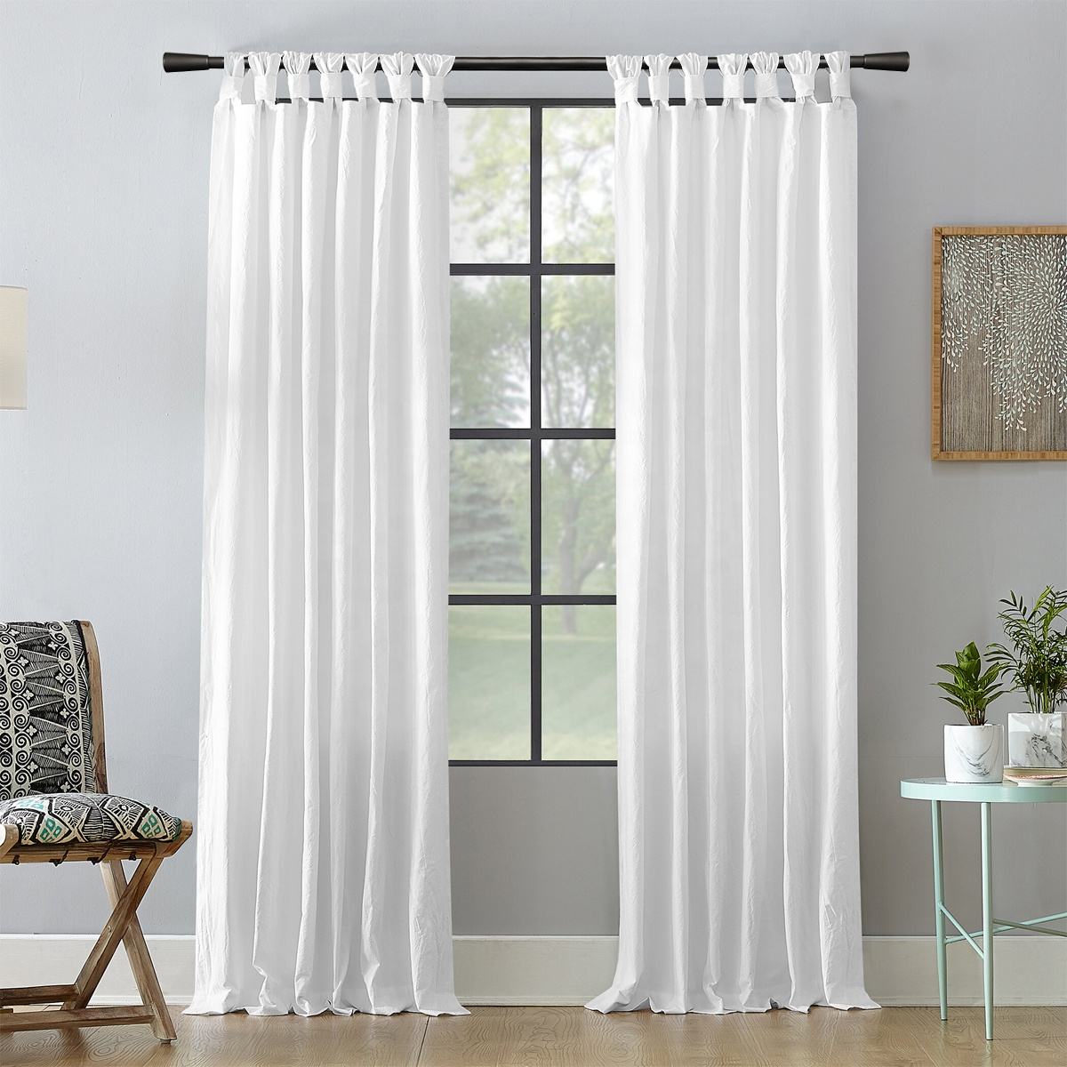 Customized Modern Design Silver Painted Carved Metal Drapery Rod Set Includes Curtain Poles & Accessories
