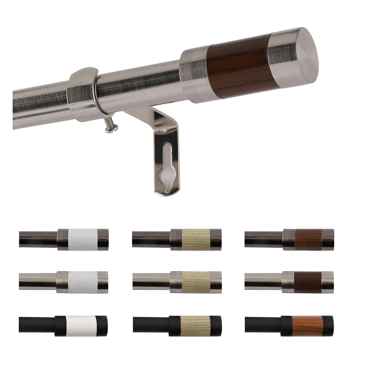 New Design Custom Eco-friendly Smartop Curtain Rod Metal High Quality Modern Curtain Pole Set with Finials for Window