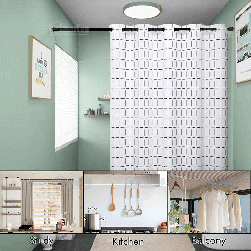 High Quality Eco-Friendly Metal Custom 0.7-1.2m Adjustable SMARTOP Shower Curtain Poles 25mm for Bathroom Use