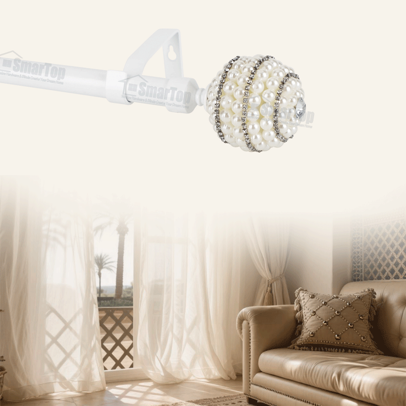 Factory Price Luxury Ball Shaped Aluminum Alloy Curtain Rod Shiny Silver White Black Eco-friendly Modern Decorative Finials