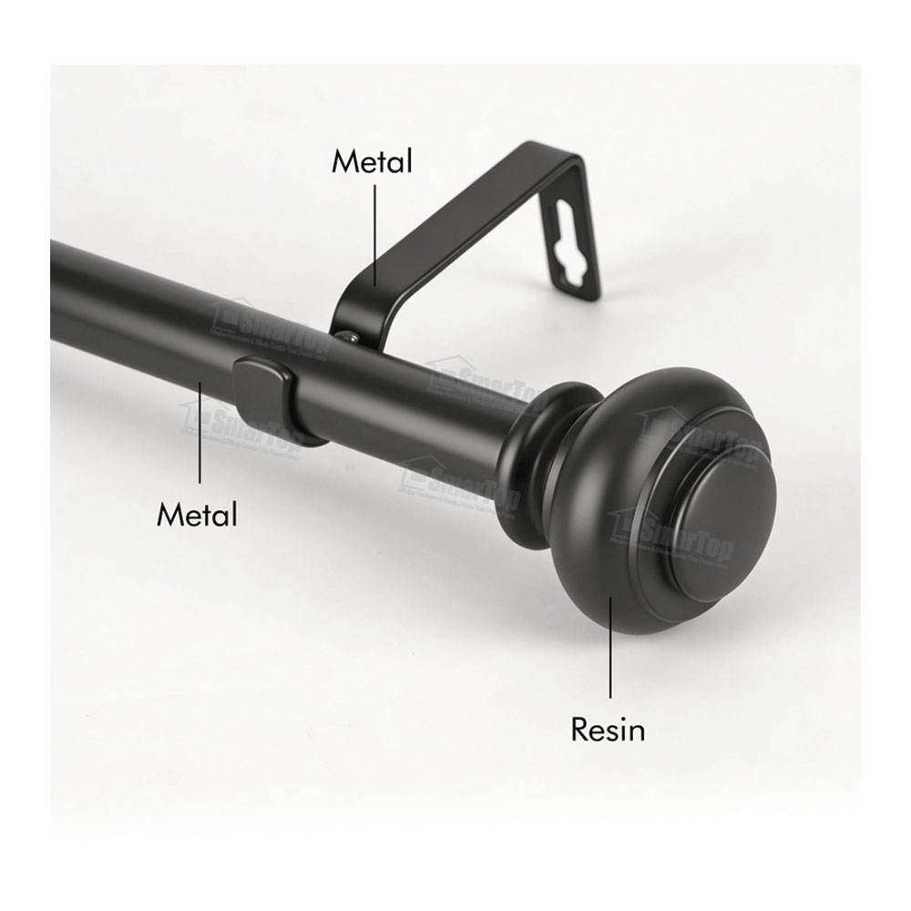 Black Extendable Curtain Rod Bedroom Aluminum Alloy Finials Metal Accessories Wholesale Manufacturer Curtain Rod and Finials