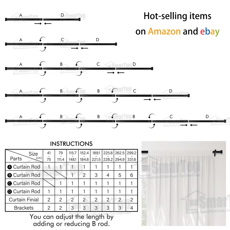 Home Hot Sales Fashions Extendable Curtain Rod 48-84 Inch 1