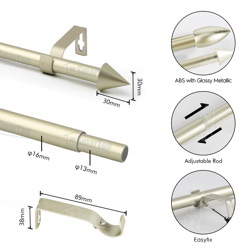 New SMARTOP Modern Extendable Aluminum Alloy Eco-friendly Contemporary Design Curtain Rod Set with Finials and Accessories