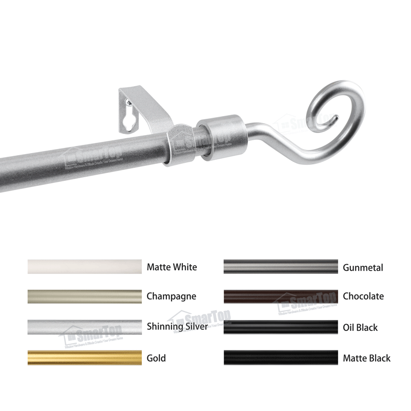 Free Sample Modern Aluminum Alloy Extendable Eco-friendly Curtain Rod Set with Finials Accessories for Windows