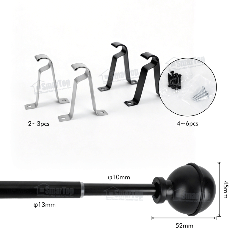 New Design Extendable Curtain Rod and Finials Curtain Rods Sets Poles Adjustable Heavy Duty Curtain Rods and Rails for Windows