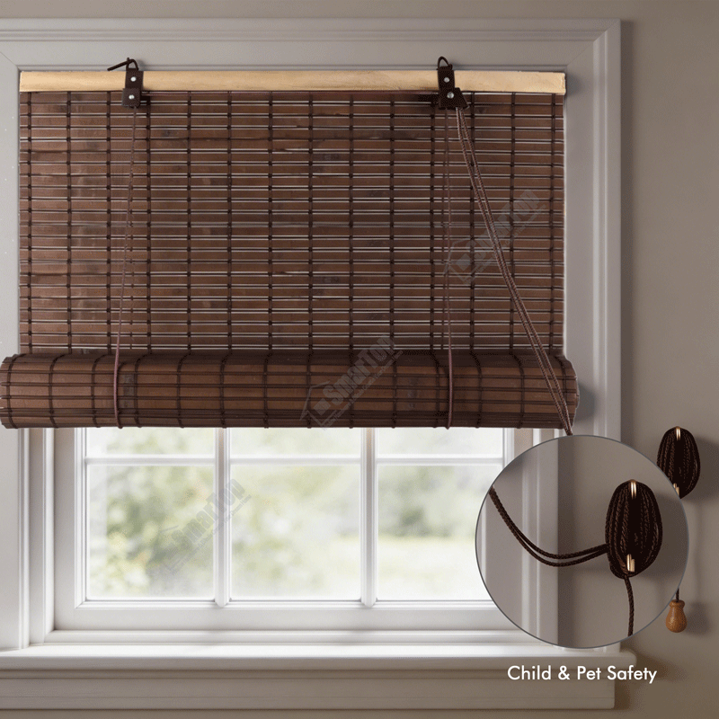 Classic Style Bamboo Roll up Blinds Reed Shades / Bamboo Mat Roller Blinds,Customized Waterproof Bamboo Blinds