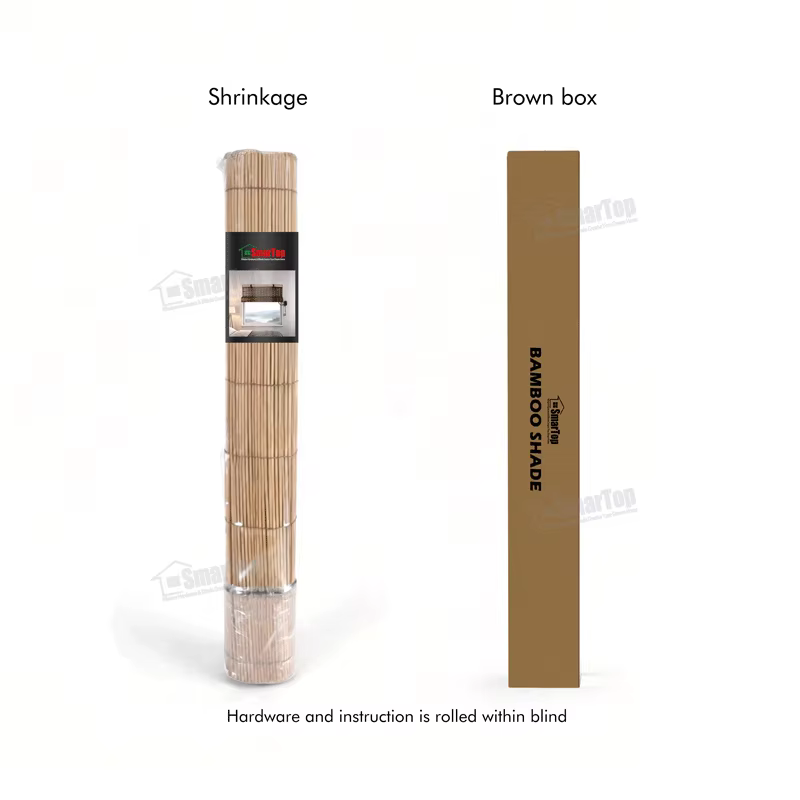 Privacy Shade Blackout Automatic Factory Direct Natural Roll up Cordless Bamboo Roller Blinds for Bedroom Sliding Windows