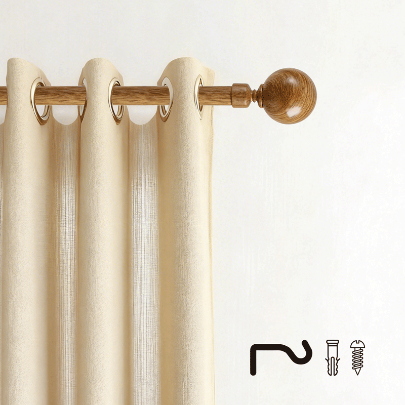 Factory Wooden Curtain Pole Curtain Rod and Finials Sets Elegant Decorative Curtain Rods Curtain Pole Set for Home Decor