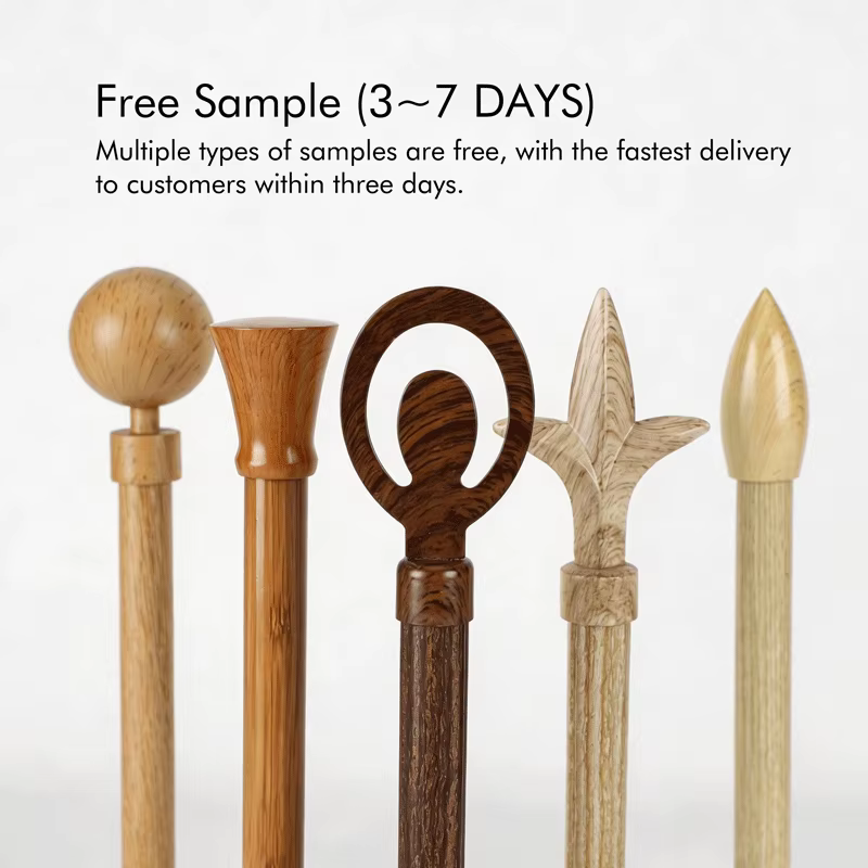 Factory Wooden Curtain Pole Curtain Rod and Finials Sets Elegant Decorative Curtain Rods Curtain Pole Set for Home Decor