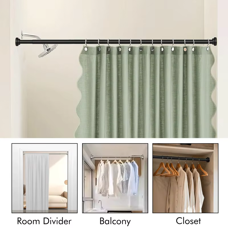 Shower Curtain Rod Curved Shower Curtain Rod Adjustable Shower Rod Rustproof Stainless Steel Curtain Rod for Bathroom