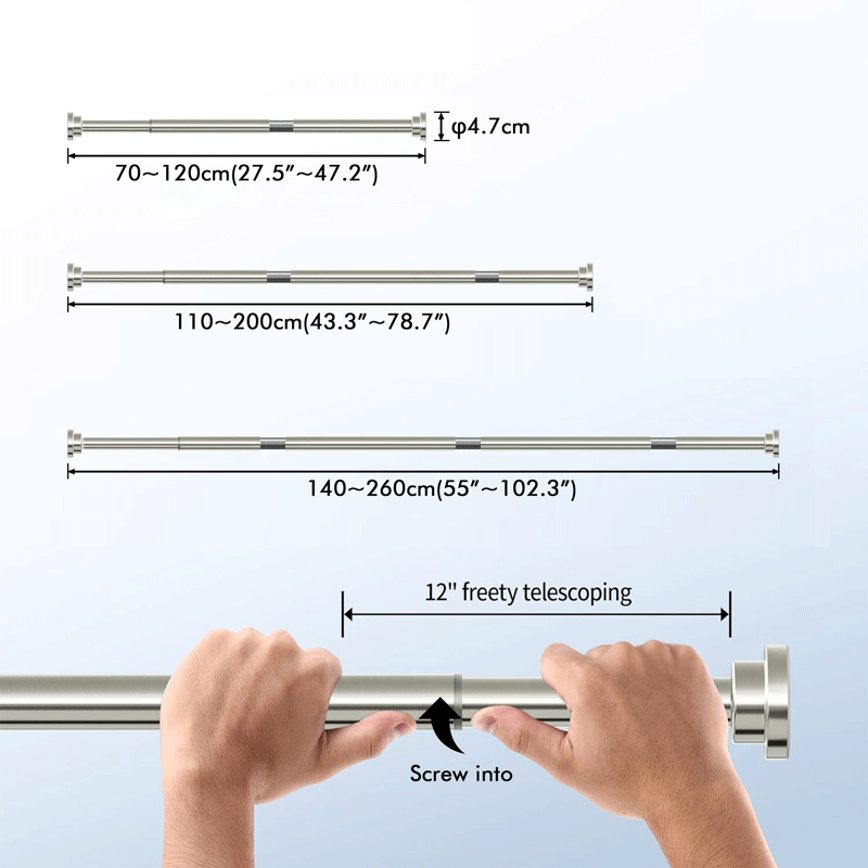 Shower Curtain Rod Curved Shower Curtain Rod Adjustable Shower Rod Rustproof Stainless Steel Curtain Rod for Bathroom