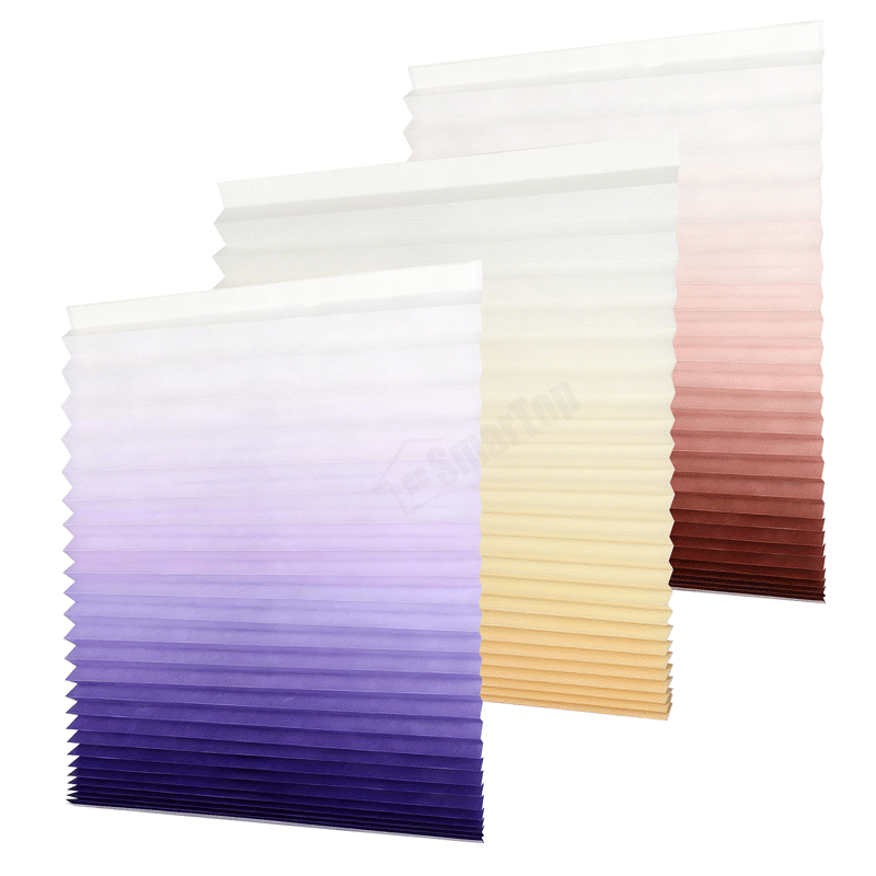 Modern Gradient Color Pleated Blinds Ombre Window Shades for Home Living Room Decorative Light Filtering Cordless Pleated Blinds