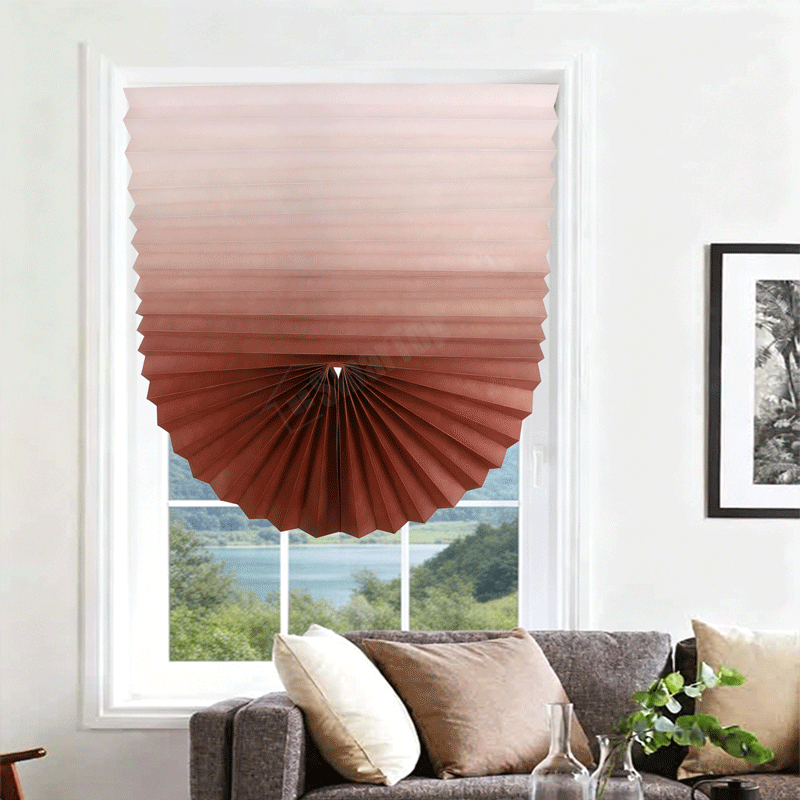 Modern Gradient Color Pleated Blinds Ombre Window Shades for Home Living Room Decorative Light Filtering Cordless Pleated Blinds
