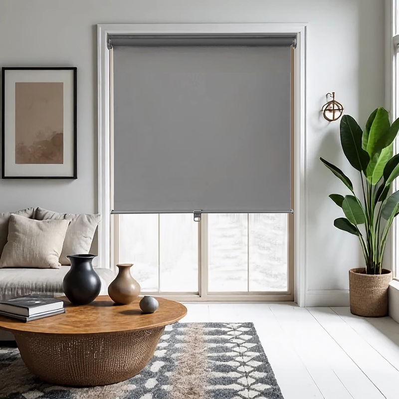 Smartop RBTL40371 Cordless Classic Plain Translucent Built-In Polyester Automatic Wide Blade Roller Blinds UV Protection for