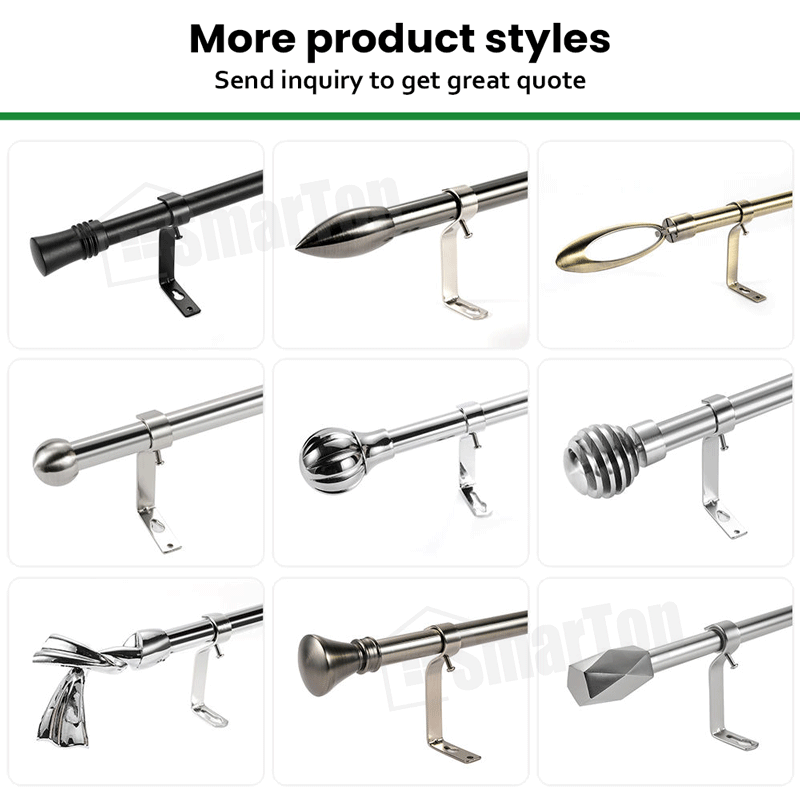 SMARTOP Luxury High Quality Aluminum Alloy Metal Curtain Rod Sets Extendable Pipes Acrylic Finials Eco-friendly Modern Design